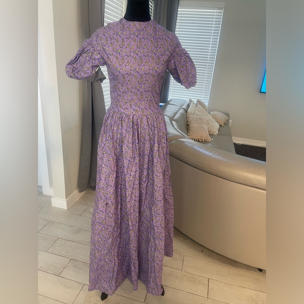 Recollections vintage prairie cotton print cottagecore maxi day dress S